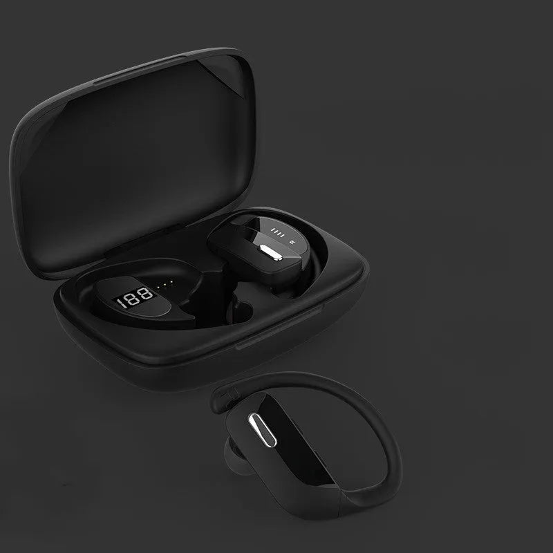 LED digital display Bluetooth 5.0 hanging ear wireless headset in T16 black and T17 black