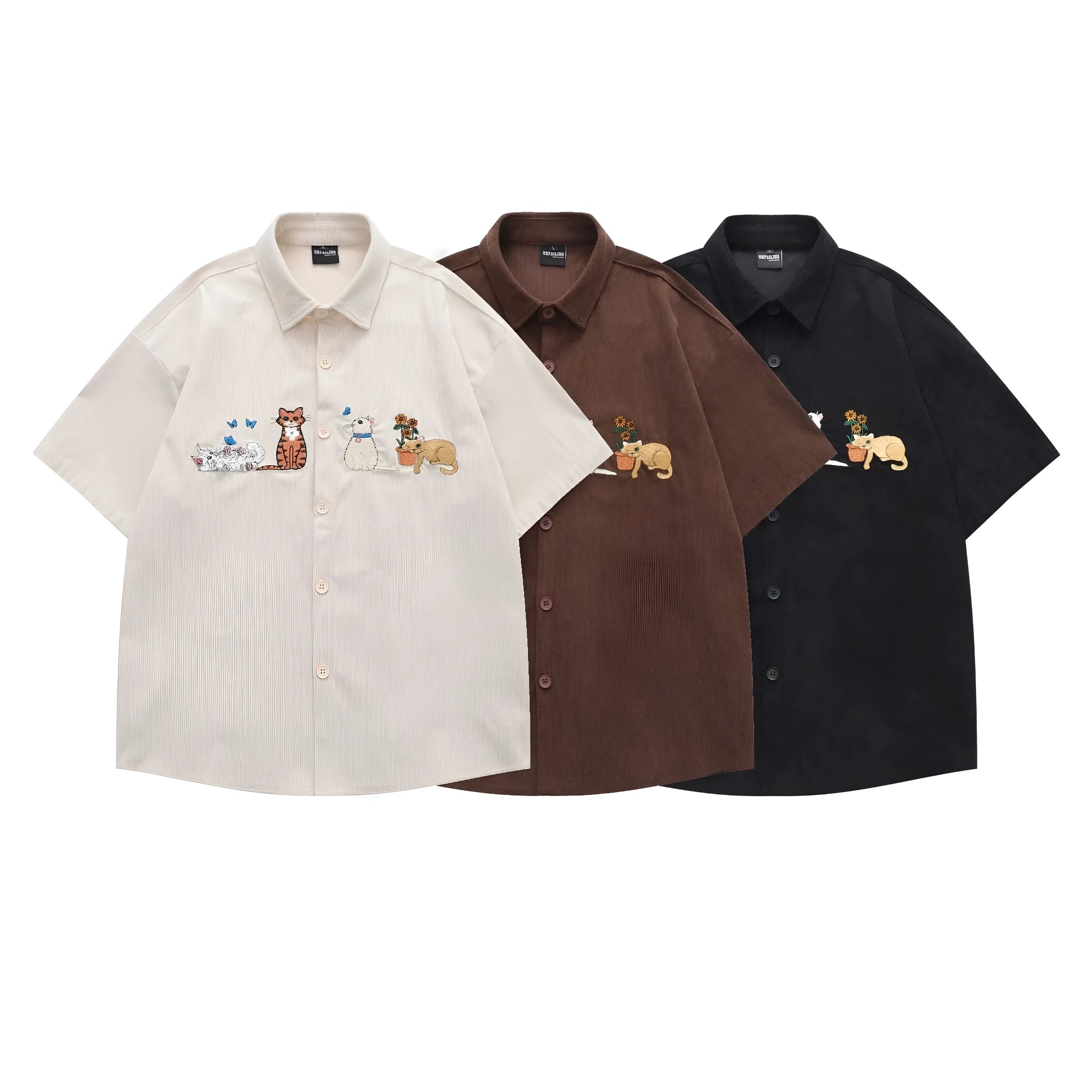 Fashion brand loose couple cardigan in apricot with cartoon embroidery, polyester fibre, Asian sizing M L XL