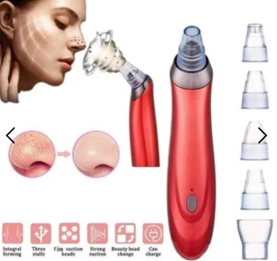 Electric blackhead remover device with vacuum suction and multiple nozzle attachments