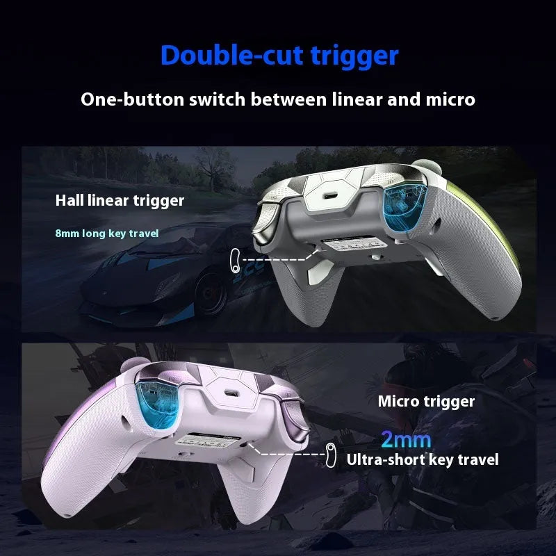 Rocker Smart Startstop Charging Base for a game controller in black, showing USB Type-C port and double-cut trigger design.