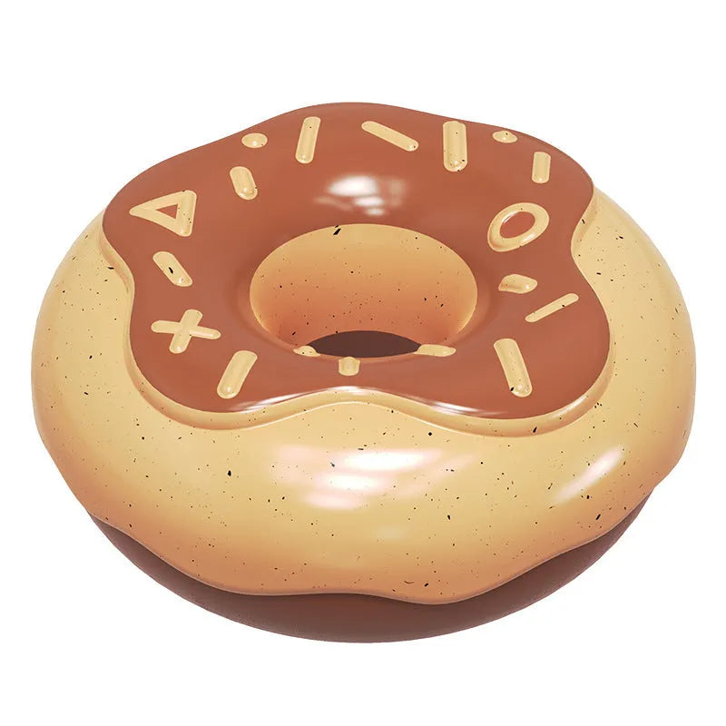 Donut-shaped pink dog chew toy with textured surface for dental cleaning