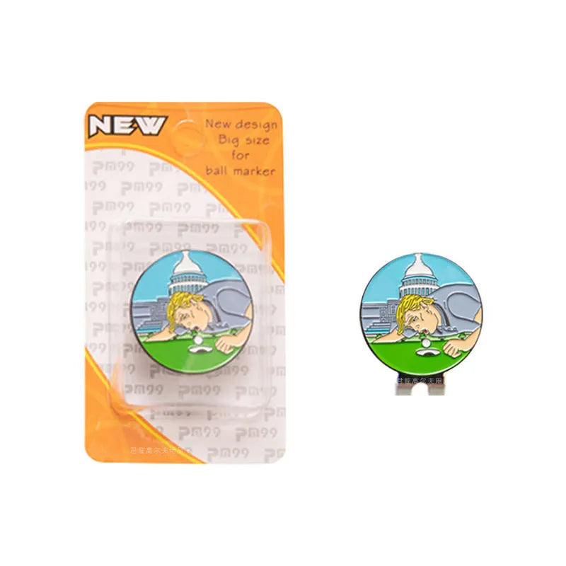 Zinc alloy golf hat clip with a detailed personalised metal craft design.