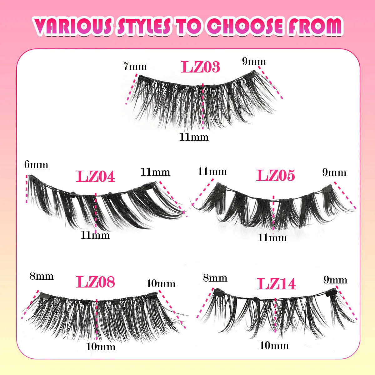 Reusable waterproof glue-free false eyelashes in natural artificial fibre