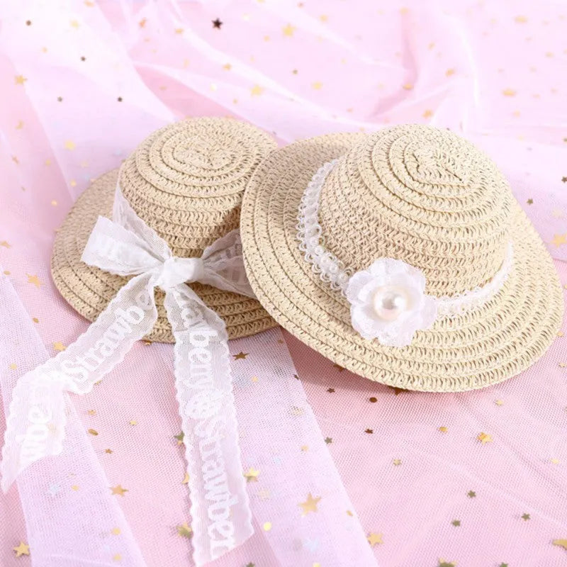 Handmade adjustable bow knot pet hat for dogs and cats in cartoon style showing colour options