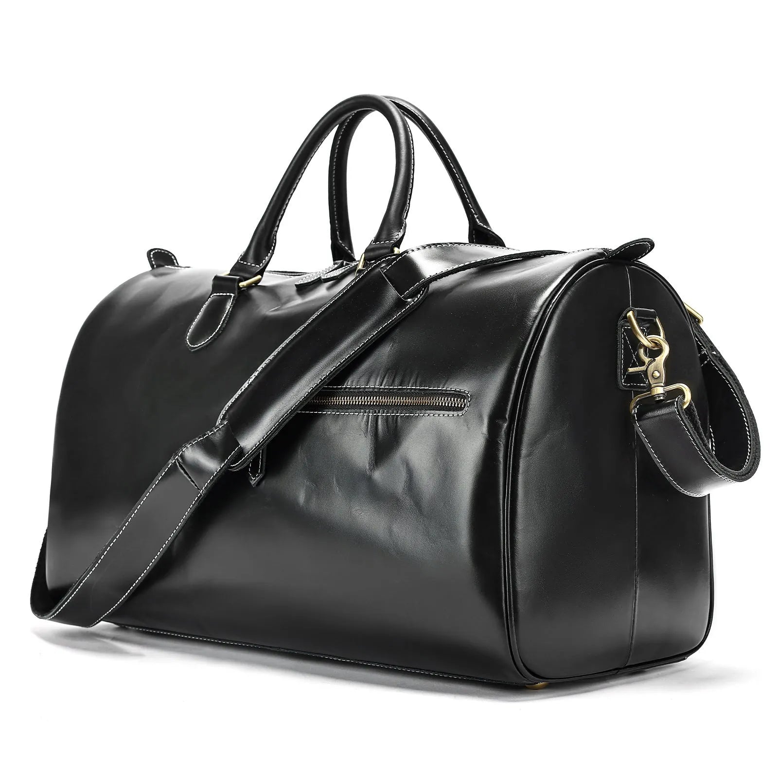 Genuine leather men's crossbody bag with vintage design and large 48.3cm width dimensions