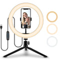 10-inch ring selfie beautifying light mounted on a 19cm metal stand bracket.