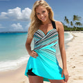 Women's colour printed two-piece nylon swimsuit in briefs style, available in multiple colours and sizes S to 5XL