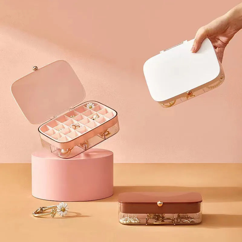 Multi-layer jewellery storage box in modern minimalist design with multiple compartments