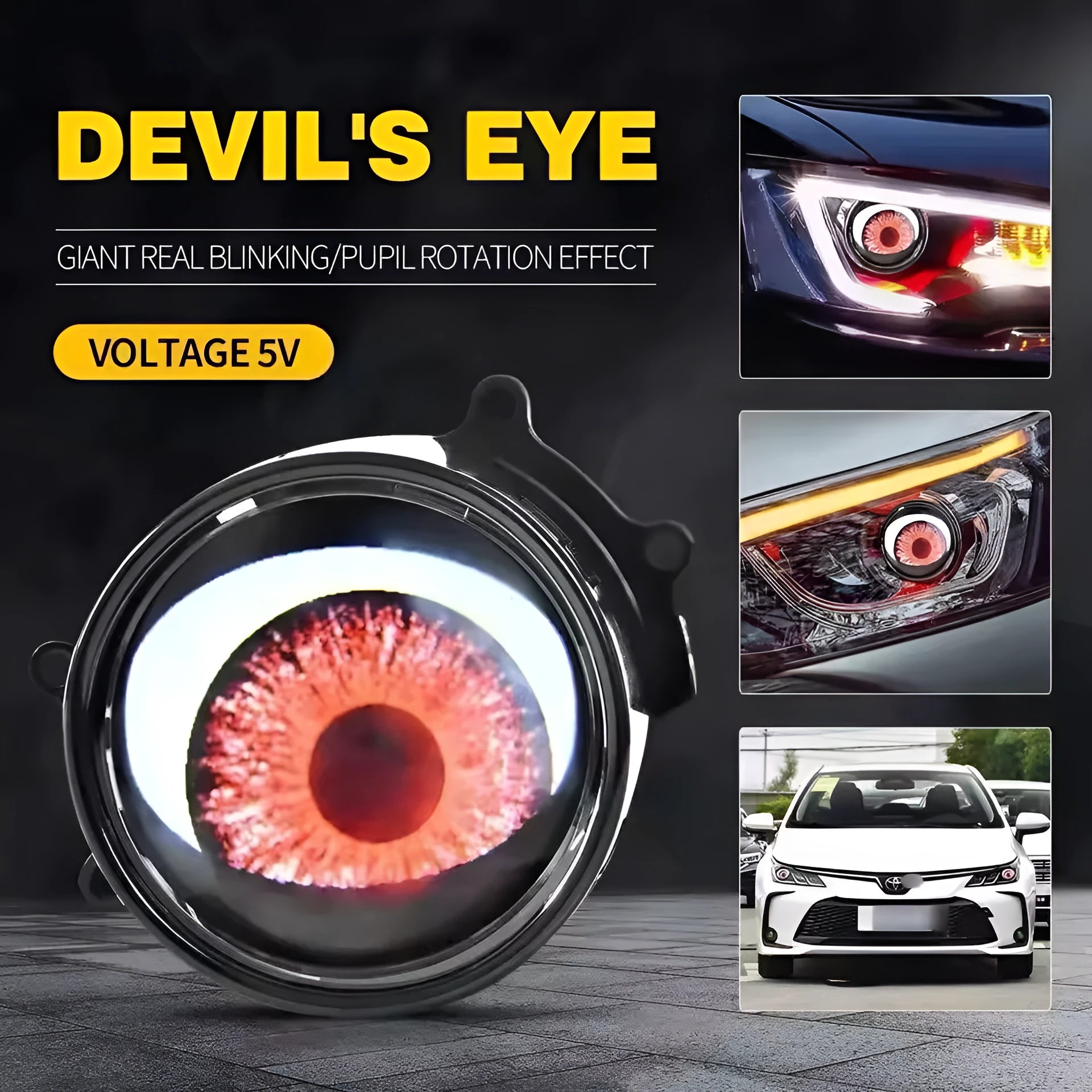 3-inch LED demon's eye lamp with modified lens, 12V 15W 6000K, aluminium case, IP68 waterproof for car motorcycle off-road vehicle