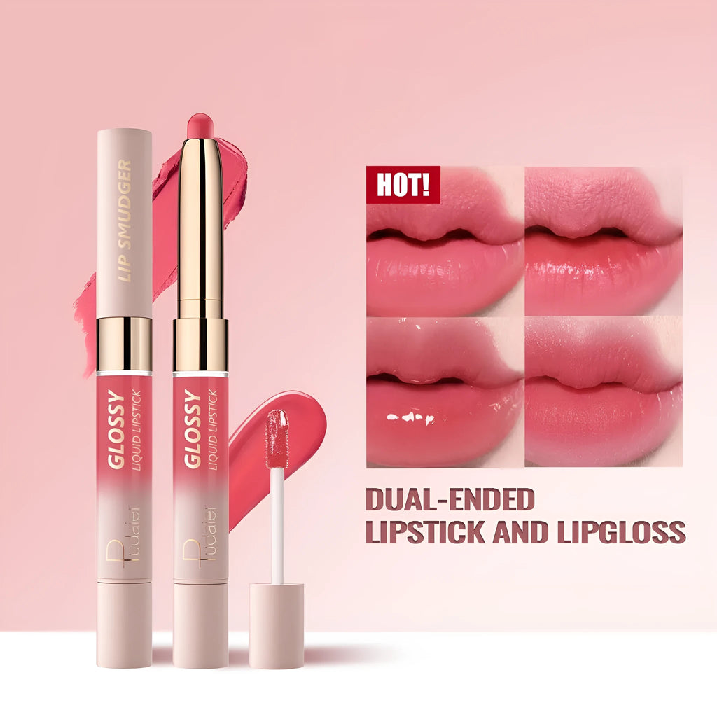 Double-headed lipstick with 10 colour options in matte finish