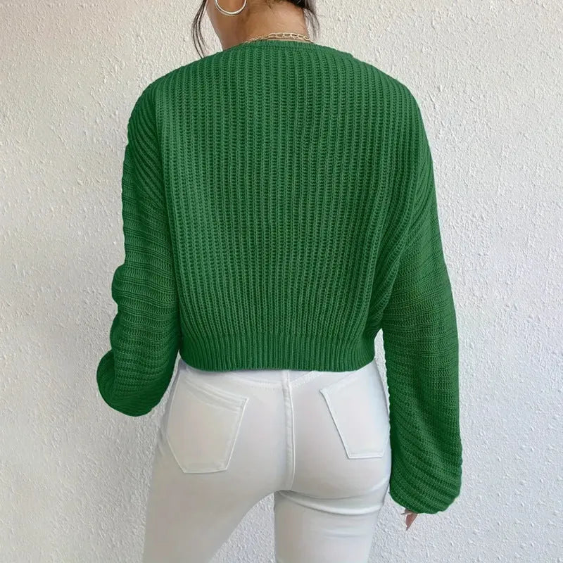 Women's solid colour long sleeve polyester pullover casual top shown in available colours.