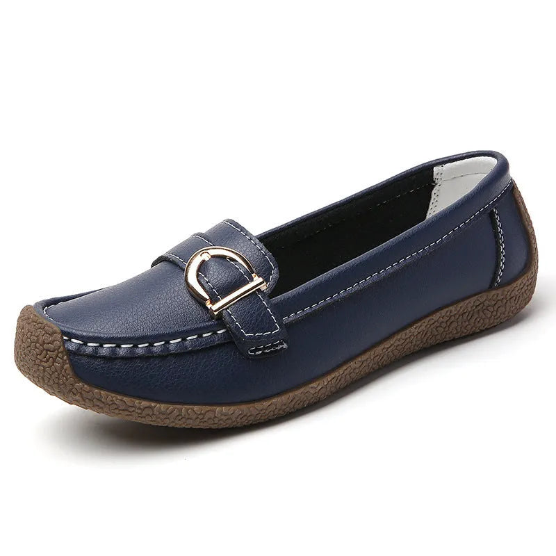 Women's casual loafers in multiple colours with flat heel and round toe design