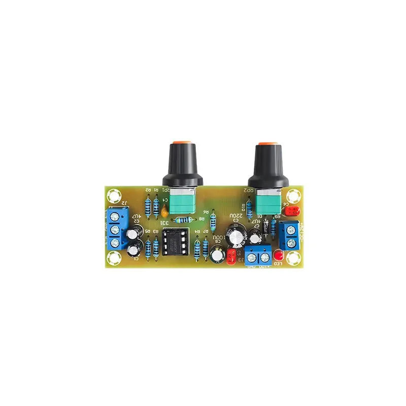 Super dynamic bass boost front stage circuit board with potentiometers and mounting holes