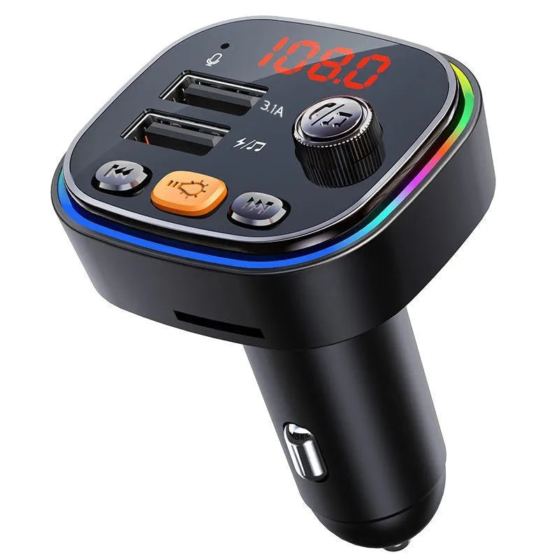 C20 car MP3 Bluetooth player FM transmitter with digital display and RGB light, black colour
