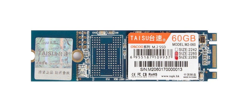 TAISU M.2 NGFF SSD with 60GB, 120GB, and 240GB capacities and 2242, 2260, 2280 length options