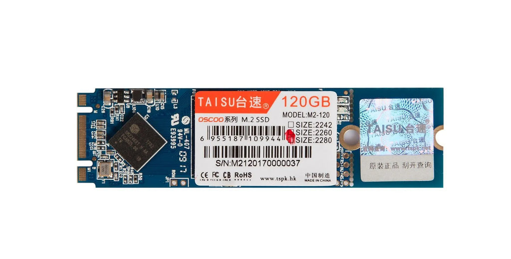 TAISU M.2 NGFF SSD with 60GB, 120GB, and 240GB capacities and 2242, 2260, 2280 length options
