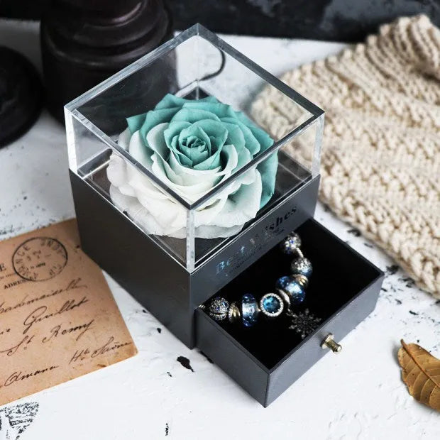 Eternal flower rose jewellery box decorative display gift packaging 8.5 cm