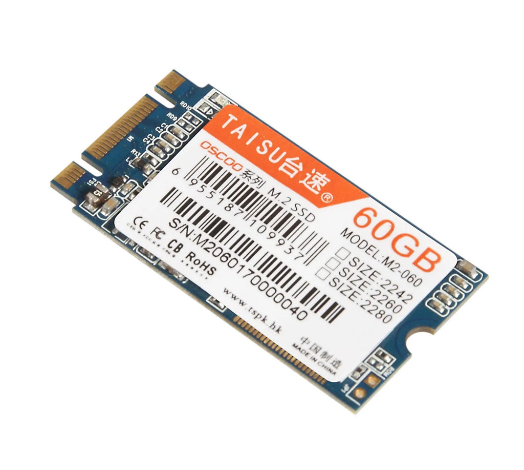 TAISU M.2 NGFF SSD with 60GB, 120GB, and 240GB capacities and 2242, 2260, 2280 length options
