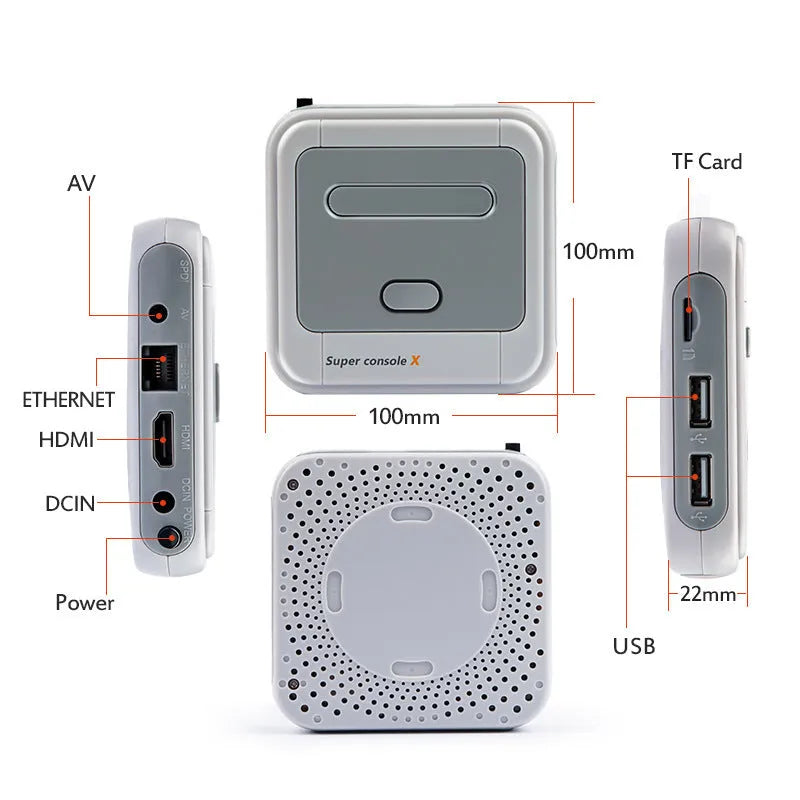 Portable HD wireless game emulator arcade host with two 2.4G handles and 4K HDMI output