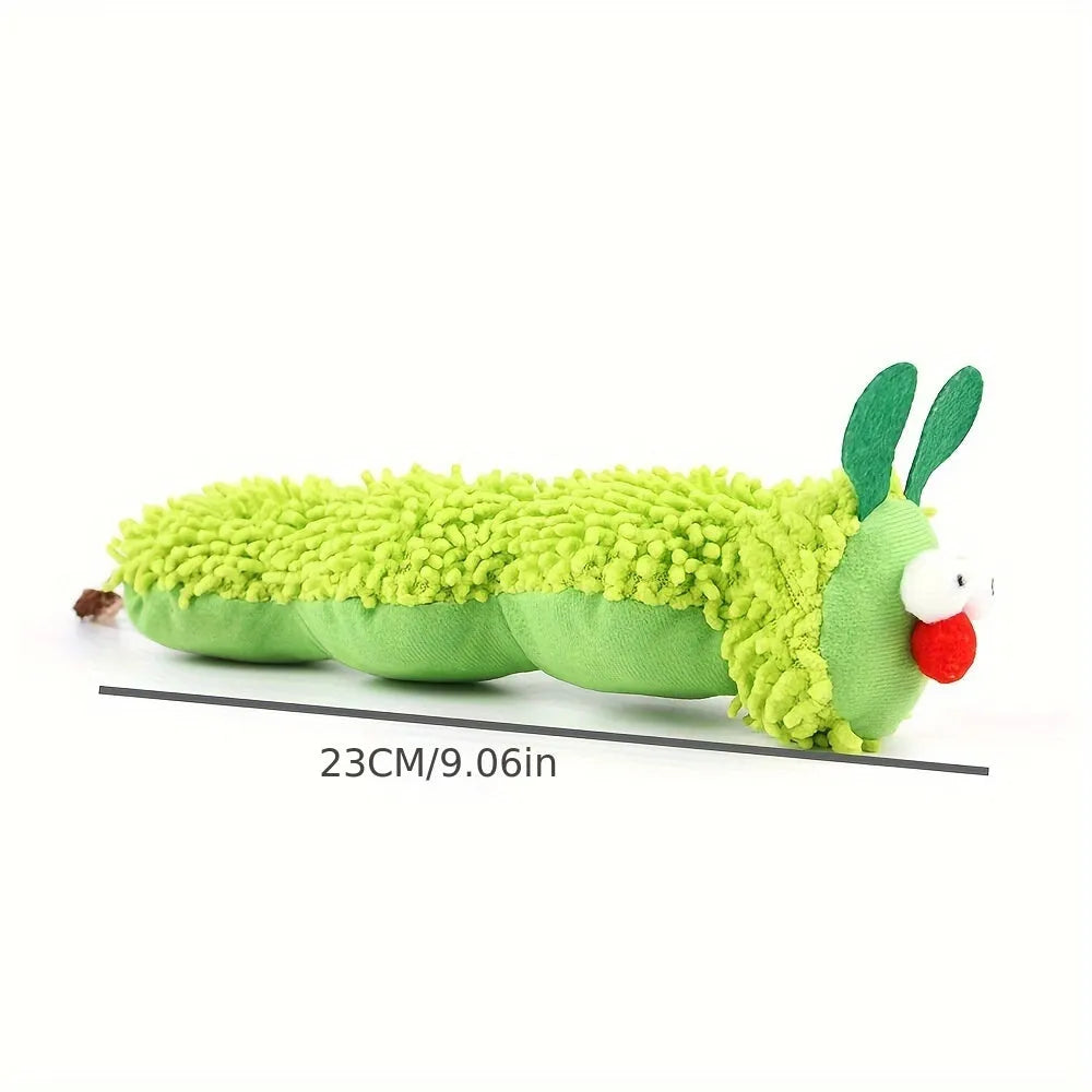 Green interactive plush cat toy pillow measuring 24cm long for sports-themed feline play