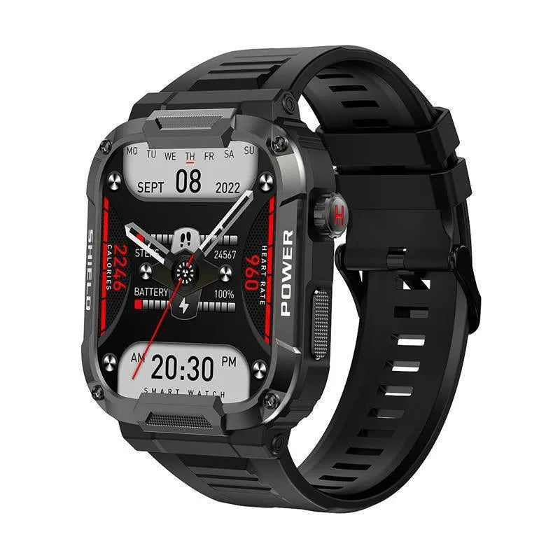 Smart three-proof watch with HD large screen, Bluetooth calling, and health sensors on a wrist