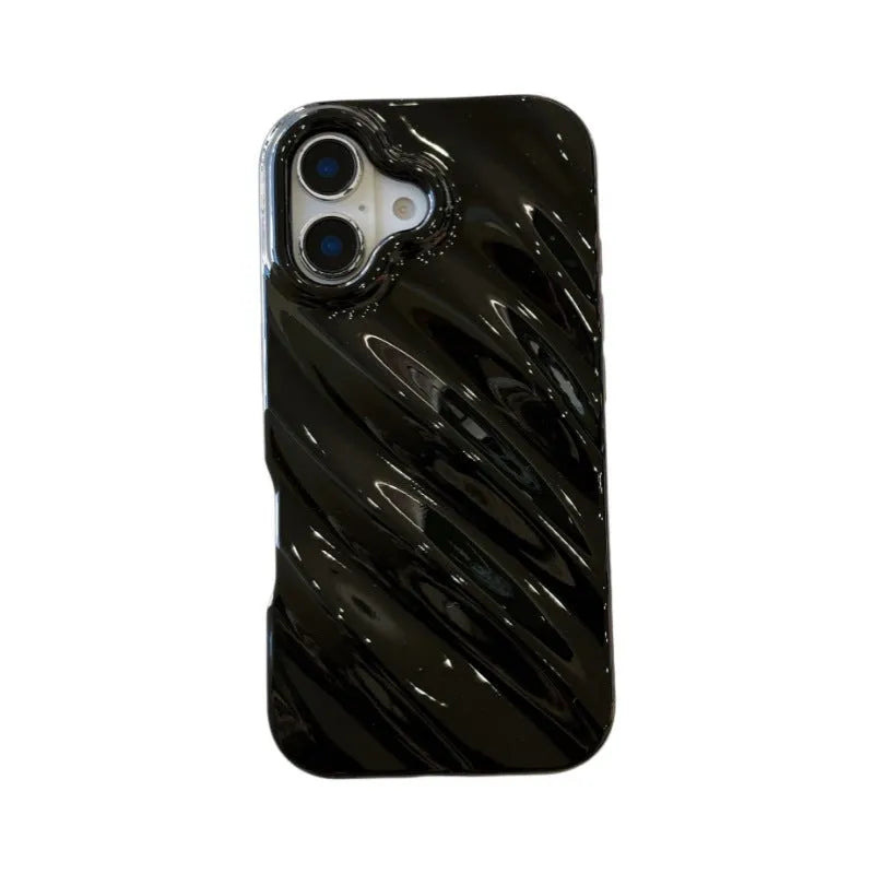 Solid colour three-dimensional water ripple TPU phone case for iPhone, anti-fall and anti-fingerprint, available in electroplated silver