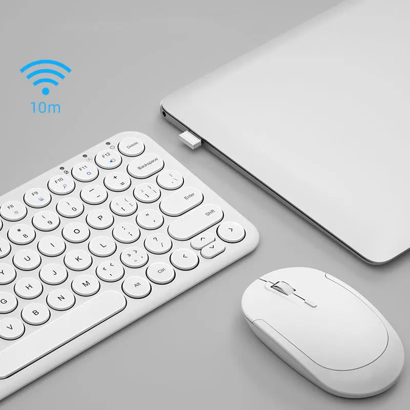 Ultra-thin wireless keyboard and mouse set with muted keys and 1000DPI optical mouse