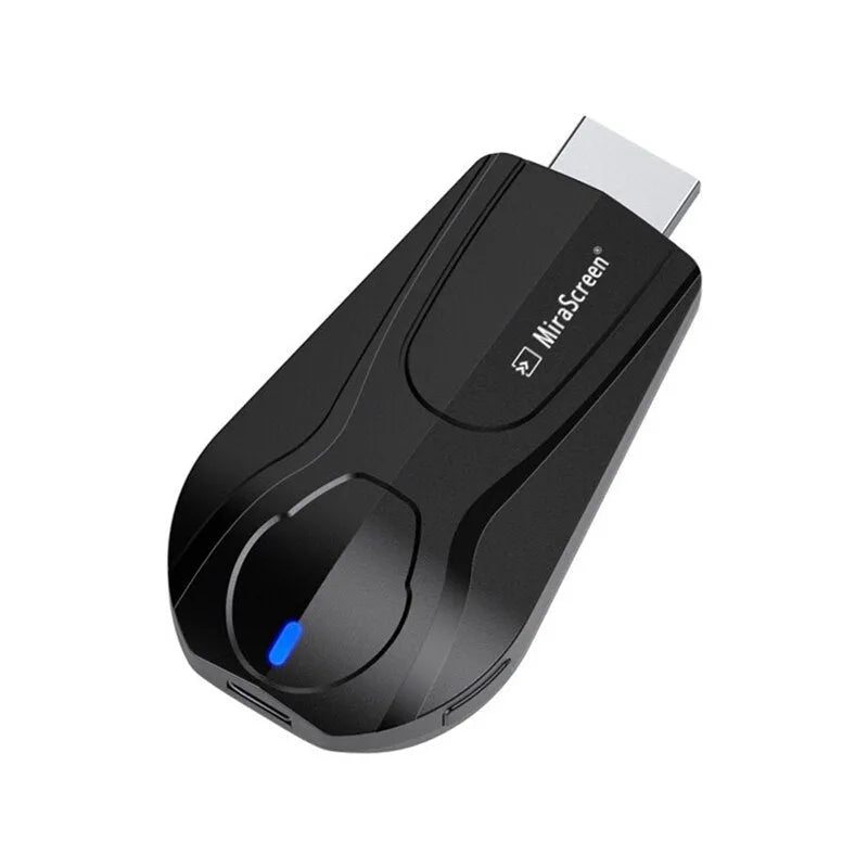 Black wireless HDMI screen mirroring device for smartphone to TV display
