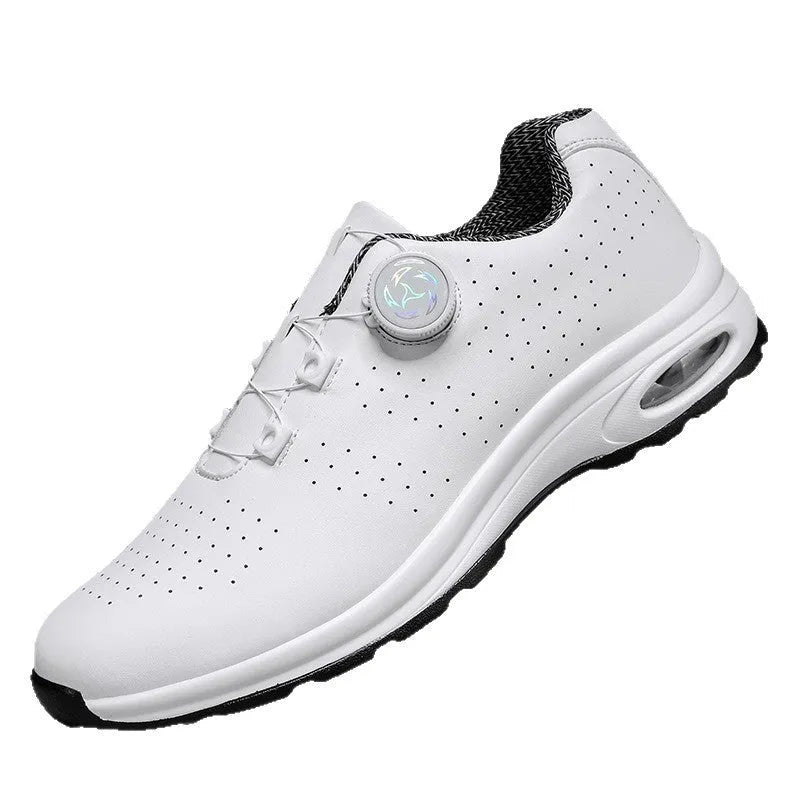 Black and white low-top mesh casual tennis shoes with cross shoulder straps and flat soles.