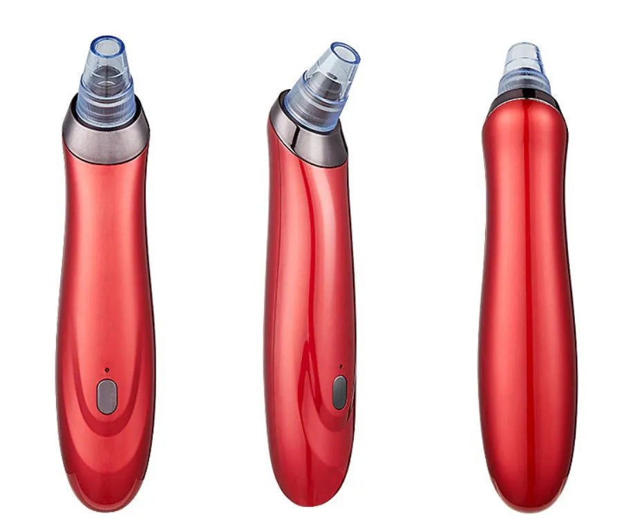 Electric blackhead remover device with vacuum suction and multiple nozzle attachments
