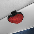 Black PU leather car sun visor clip with magnetic closure for holding sunglasses.