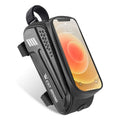 Black bicycle upper tube hard shell front beam bag in EVA and polyester fibre, 7.0 inches, 1.5L capacity
