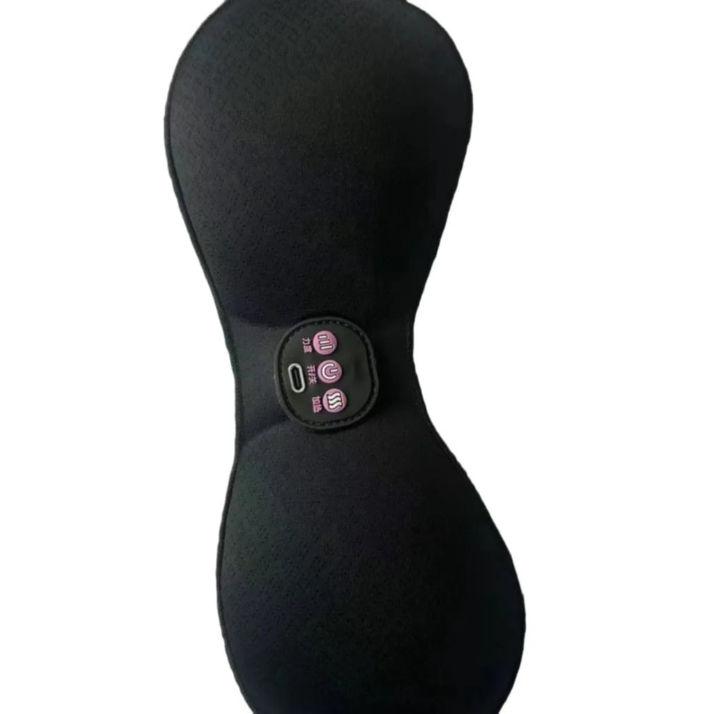 Black electric massage bra inner cushion chest paste with adhesive gel pads and 3-key English control interface