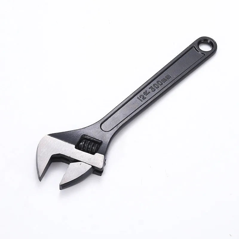 High carbon steel adjustable spanner with blackened finish and ergonomic handle in multiple size options