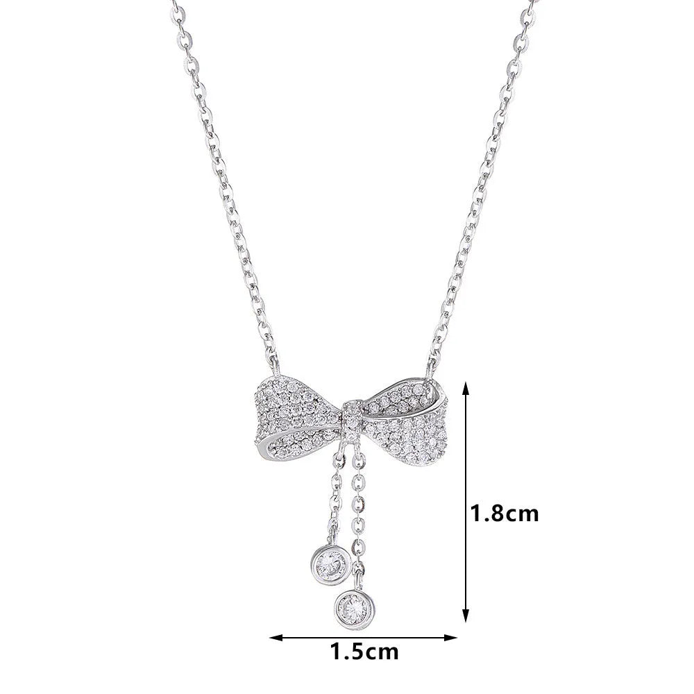 S925 sterling silver necklace with a bow pendant on an adjustable 40-45cm silver chain