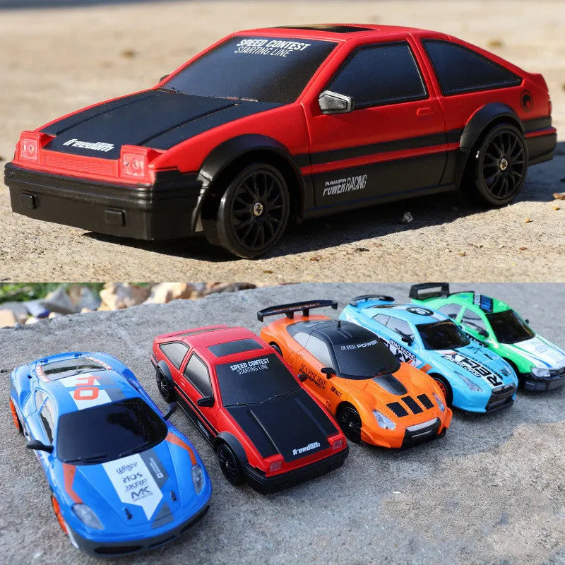 1:24 scale RC drift car with 4WD, 2.4GHz remote, GTR AE86 body, 4 racing tyres and 6 traffic cones