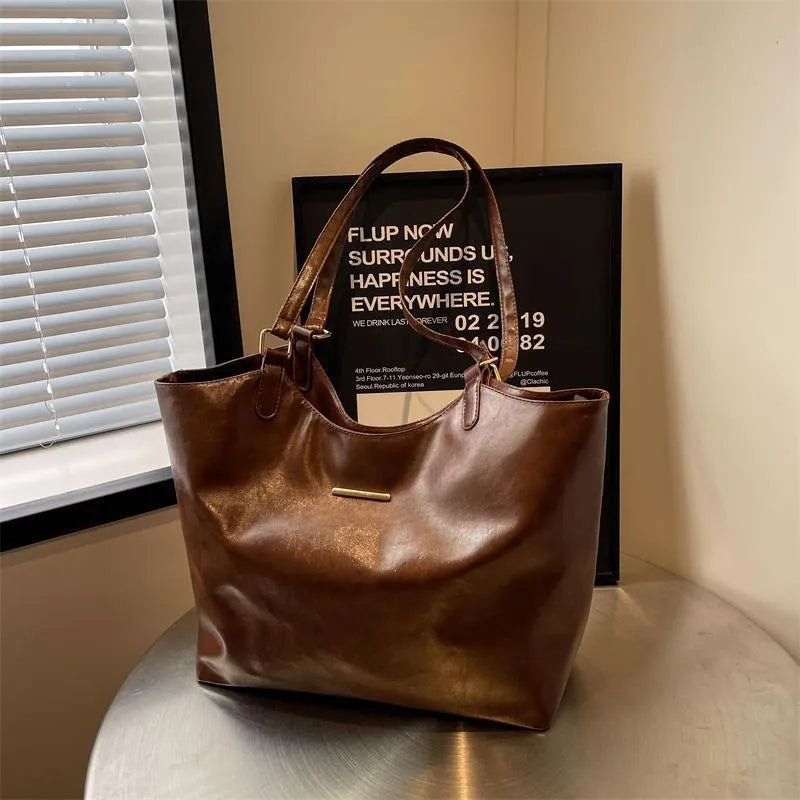 Large capacity corduroy one-shoulder underarm bag with PU lining and contrast colour detail, shown in black, milky white, brown, and beige.