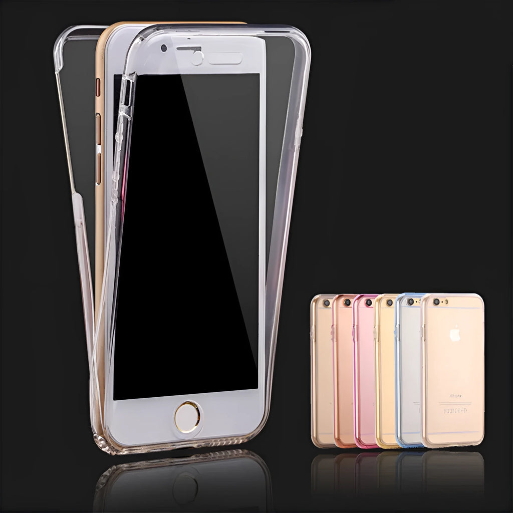 360 degree all inclusive TPU phone case for iPhone in black showing front and back covers