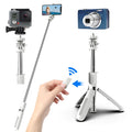 Bluetooth selfie stick with mini remote control extended to 1000mm in black colour