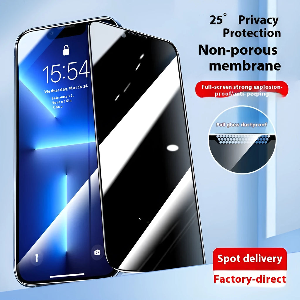 Tempered glass privacy screen protector for iPhone 17 with anti-peep and dustproof design