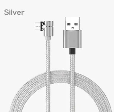 Black magnetic charging cable with aluminium connectors for Micro USB, Type C, and Apple devices.