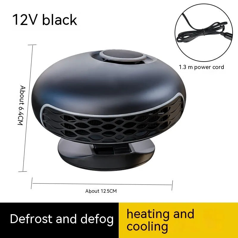 Black ABS plastic car warm air blower heater with long power cable for 12V and 24V vehicles