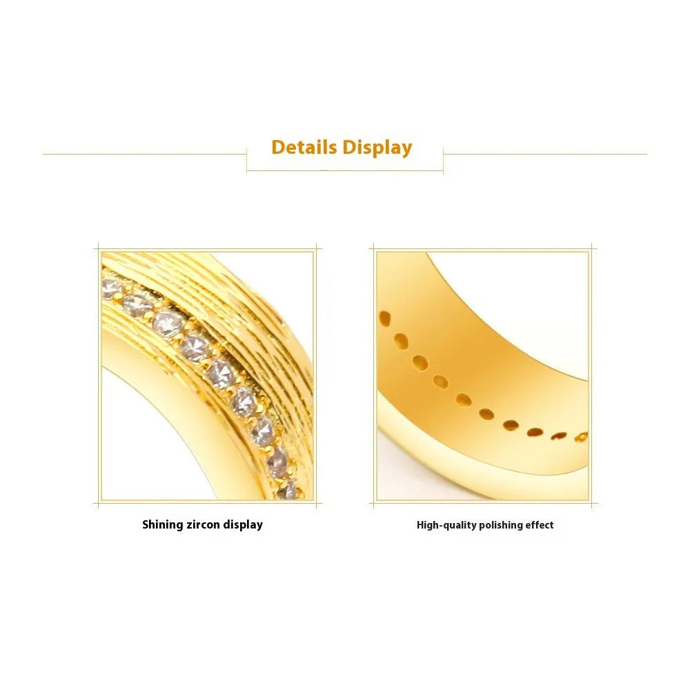 Geometric gold-coloured zircon ring for women on a plain background.