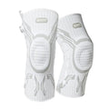 Pair of grey and white professional sports knee pads for basketball, football, running, badminton.