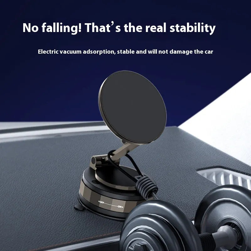 Folding vacuum suction cup car phone holder in black T30 made of zinc alloy