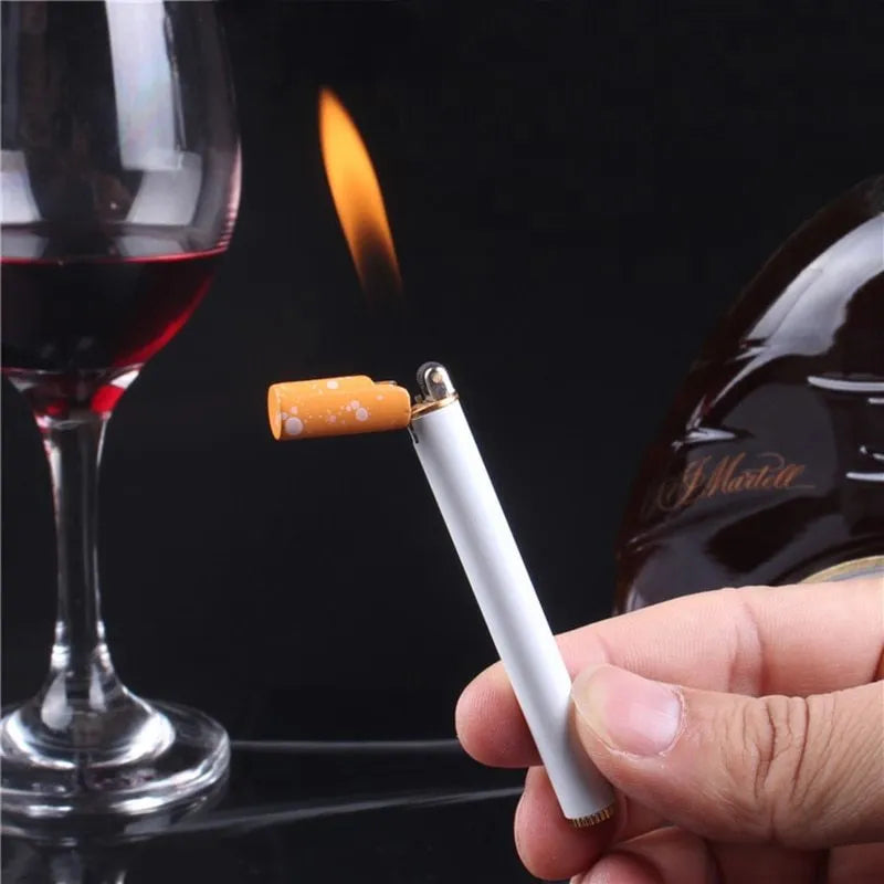 Creative mini metal cigarette shaped lighter in silver, 1 to 1 size with real cigarette