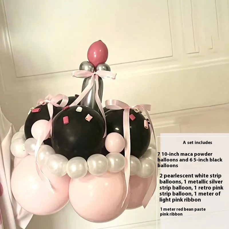 Complete DIY balloon bouquet cake decoration kit with round balloon arrangement