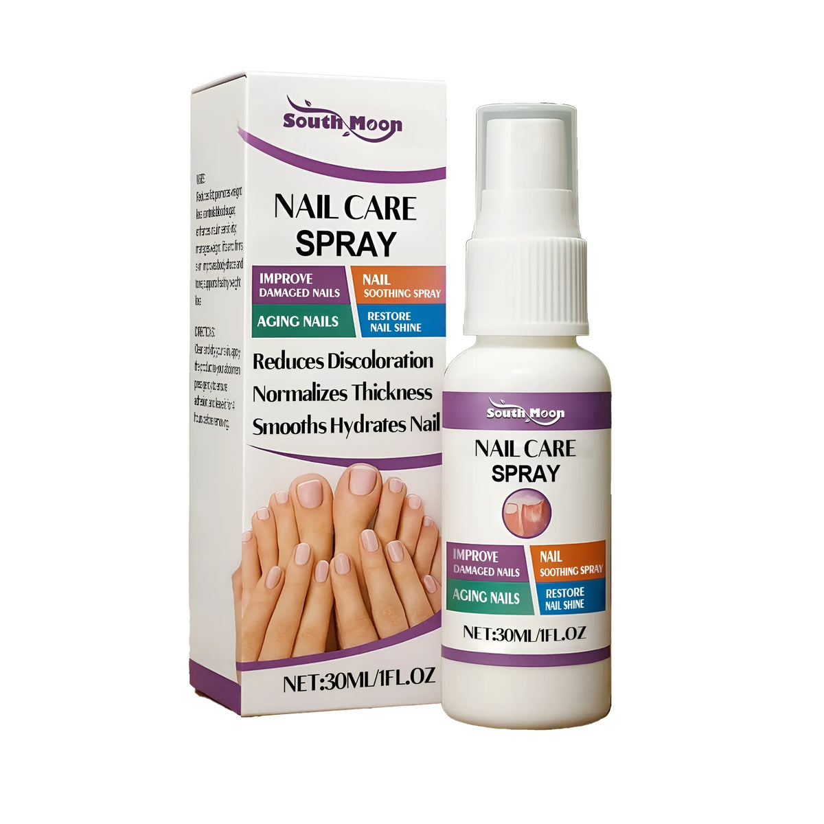 30ml nail care soothing spray bottle with tea tree oil, mint, aloe and bee venom ingredients listed