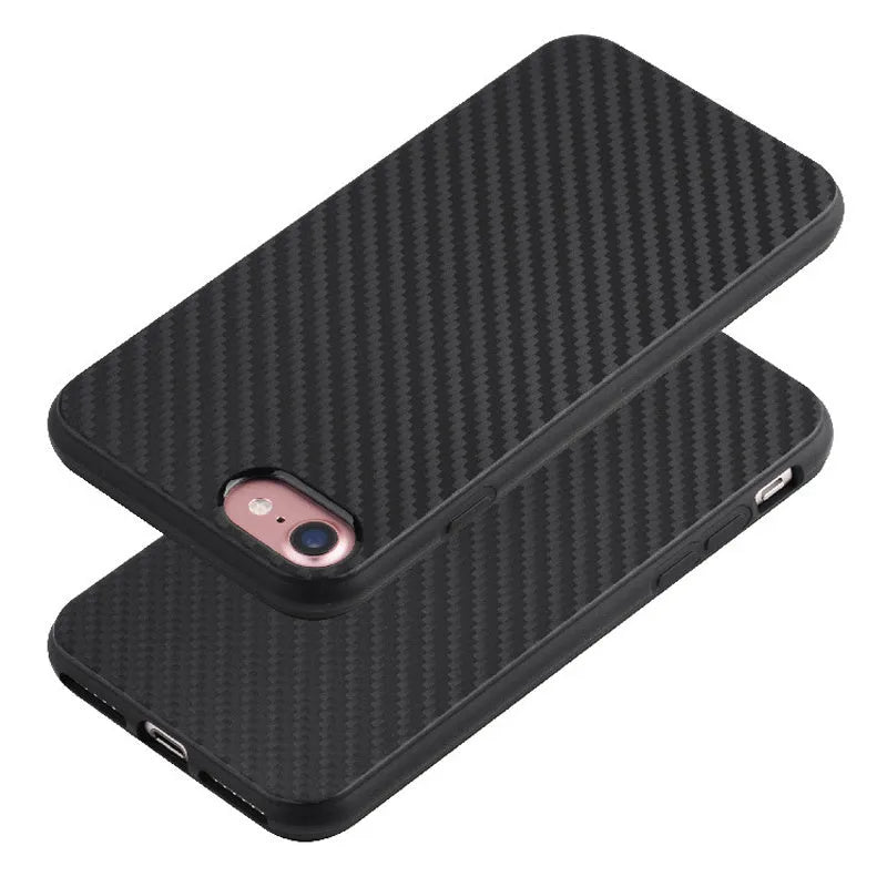 Black carbon fibre pattern TPU back cover phone case for iPhone XR XS Max 11 12 7 8 X
