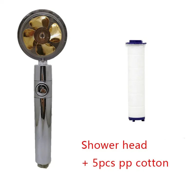 ABS water saving shower head with round head, chrome alloy finish, and 360-degree rotating joint